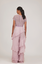 Load image into Gallery viewer, Beaded Ruffle Jumpsuit With Sleeves &amp; Belt
