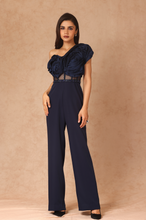 Load image into Gallery viewer, Taffeta Draped Jumpsuit With Belt
