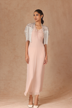 Load image into Gallery viewer, Drape Fringe Cape With Chiffon Dress
