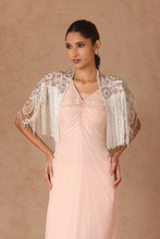 Load image into Gallery viewer, Drape Fringe Cape With Chiffon Dress
