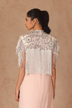 Load image into Gallery viewer, Drape Fringe Cape With Chiffon Dress
