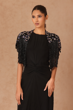 Load image into Gallery viewer, Drape Fringe Cape With Chiffon Dress
