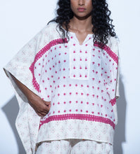 Load image into Gallery viewer, Ikat Cotton Multi Texture Kaftan Top
