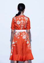 Load image into Gallery viewer, Fit and flare Embroidery Dress W/belt
