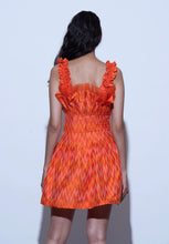 Load image into Gallery viewer, Silk Ikat Pleated peplum mini dress
