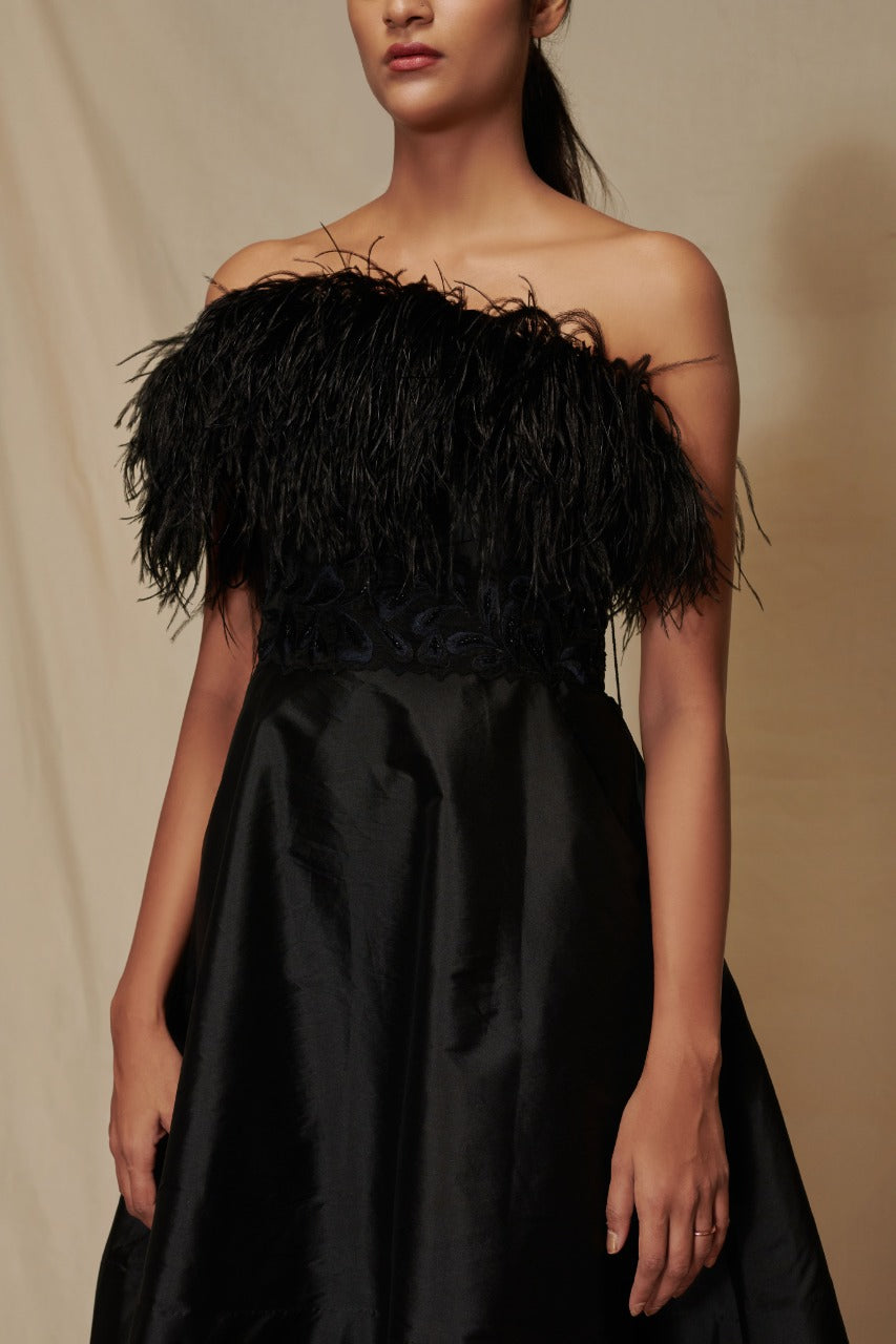 Ostrich Feather Dress with Belt
