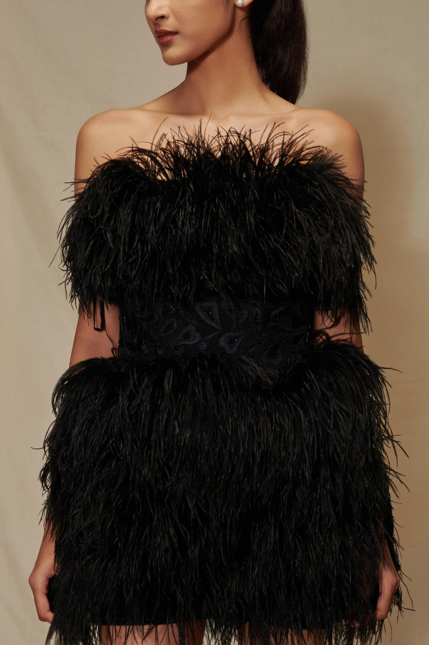 Natural Ostrich Feather Dress Short For Rich Comfy Experience 